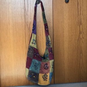 Boho style 100% cotton zipped bag.